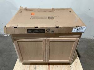 lot 12 image: Hampton Unfinished Recessed Panel Stock Assembled Sink Base Kitchen Cabinet (36 in. x 34.5 in. x 24 in.)