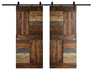lot 5 image: Coast Sequoia Inc K Series 72 in. x 84 in. Multi Color Finish Knotty Pine Wood Sliding Barn Door with Hardware Kit