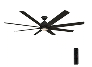 lot 37 image: Home Decorators Kensgrove 72 in. Integrated LED IndoorOutdoor Matte Black Ceiling Fan with Light and Remote Control