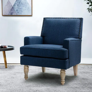 lot 50 image: LOT of 2. Cahokia Navy ArmChair with Solid Wooden Legs