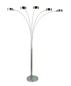 lot 55 image: Micah Modern Arched 88 in. Brushed Steel 5-Light Floor Lamp