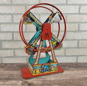 lot 155 image: Vintage J. Chein Tin Wind-Up Ferris Wheel Toy - Tested and Works Approx. 17 x 12 x 5