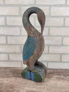 lot 167 image: Vintage Folk Art Carved Wood Bird - Approx. 16.5 Tall