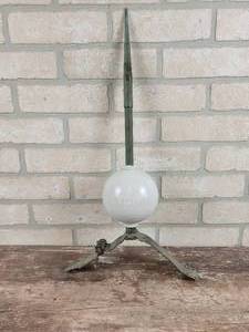 lot 168 image: ELECTRA Antique Milk Glass Lightning Ball w Mini Lightning Rod - Approx. 21 Tall Overall