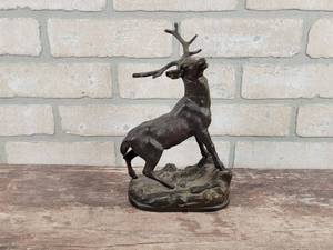 lot 170 image: Antique Bronze Bull Elk Statue - Approx. 9 Tall