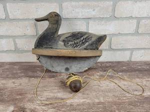 lot 177 image: Antique Wood Duck Decoy w Weight - Approx. 10 x 9 x 6