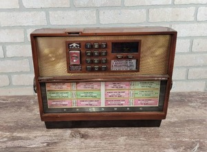 lot 180 image: Vintage SEEBURG Jukebox Wall Box - Model DEC4, Includes Keys - Untested - Approx. 16 x 13 x 6