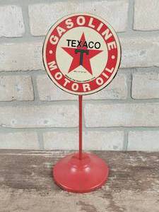 lot 197 image: Mini Metal Lollipop TEXACO Sign - Approx. 11 Tall -