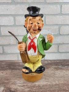 lot 206 image: Vintage HOBO Statue Bar Set - Approx. 13 Tall - Music Box in Bottom