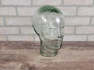 1980s Vintage Glass Mannequin Head - Approx. 10 Tall