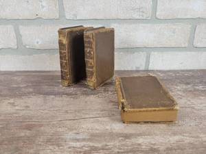 (3) Antique Miniature Books - Poetic Works of John Milton Volumes 1, 2, and 3 - Books Dated 1827 - Owner Signed and Dated Each Book in 1865