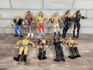 (10) Mattel  JAKKS Wrestling Action Figures - Dated 1998 to 2013 - Average about 6.5 Tall Each