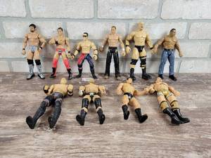 (10) Mattel  JAKKS Wrestling Action Figures - Dated 1997 to 2011 - Average about 6.5 Tall Each