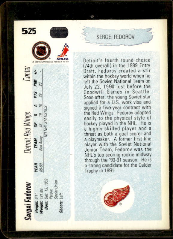1990 Upper Deck Sergei Fedorov Rookie #525