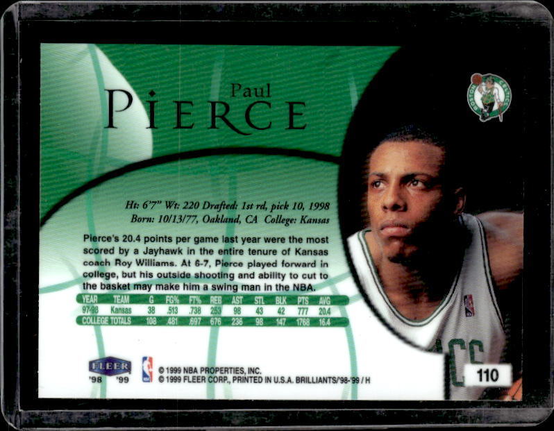 1998 Fleer Brilliants Paul Pierce Rookie #110