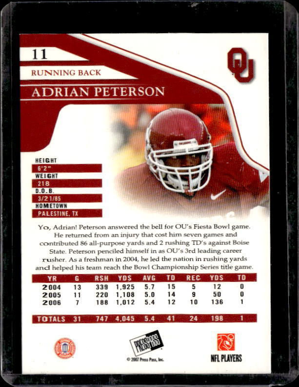2007 Press Pass Reflectors Adrian Peterson Rookie #11