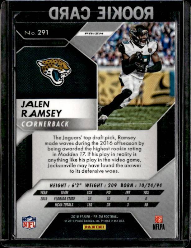 2016 Prizm Silver Jalen Ramsey Rookie #291