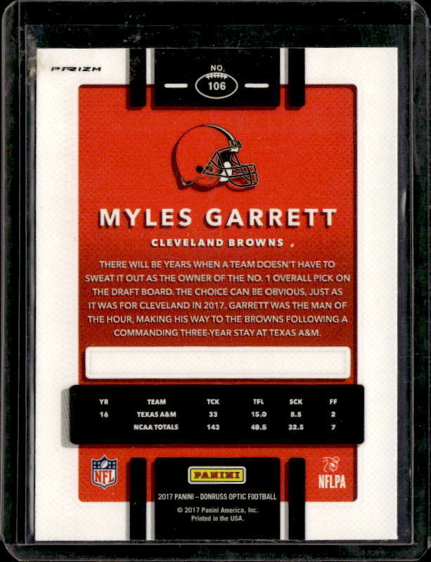 2017 Optic Silver Myles Garrett Rookie #106