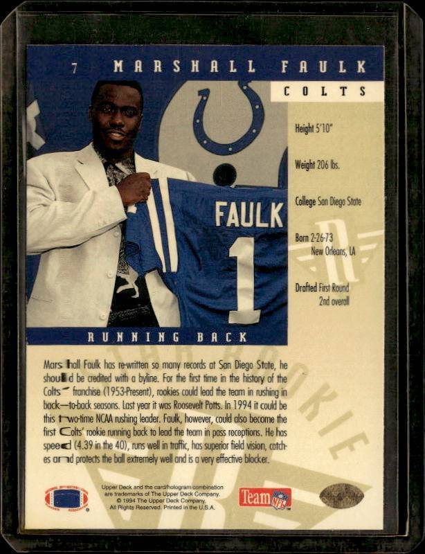 1994 Upper Deck Marshall Faulk Rookie #7