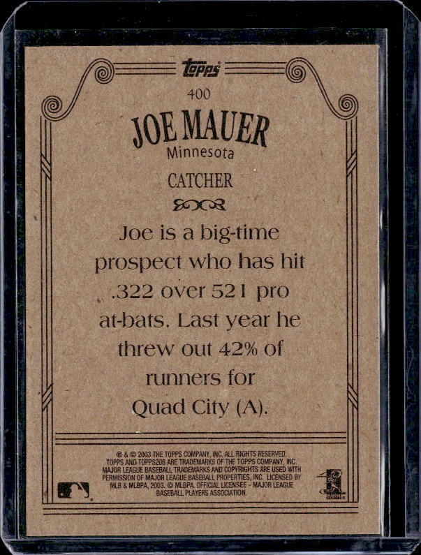 2002 Topps 206 Joe Mauer Rookie #400