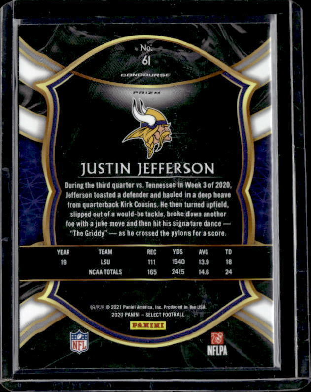 2020 Select Silver Prizm Justin Jefferson Rookie #61