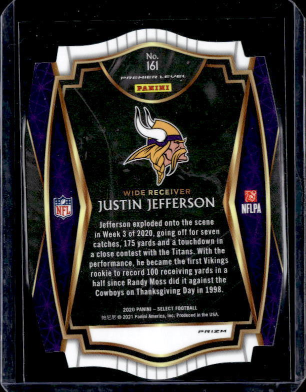 2020 Select Premier Purple Prizm Die Cut Justin Jefferson #161