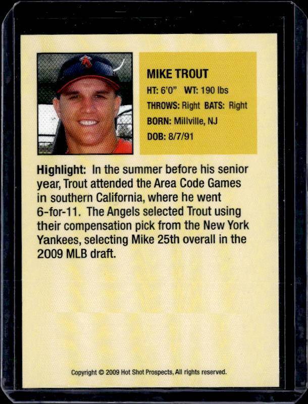2009 Hot Shot Prospects Mike Trout Rookie