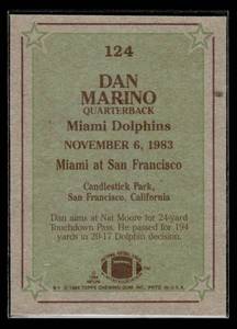1984 Topps Dan Marino In Action Rookie #124