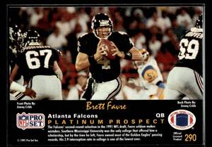 1991 Pro Set Platinum Brett Favre Rookie #290