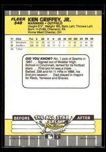 1989 Fleer Ken Griffey Jr. Rookie #548