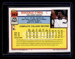 1992 Topps Gold Shaquille ONeal Rookie #362