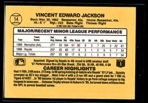 1987 Donruss The Rookies Bo Jackson Rookie #14
