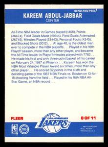 1987 Fleer All Star Sticker Kareem Abdul-Jabbar #8