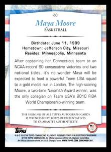 2012 Topps Olympic Team Autograph Maya Moore #60
