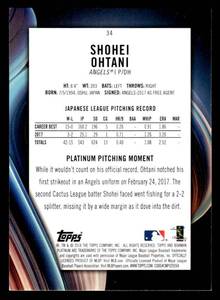 2018 Bowman Platinum Shohei Ohtani Rookie #34
