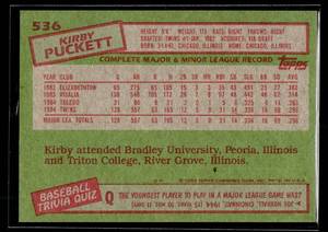 1985 Topps Kirby Puckett Rookie #536