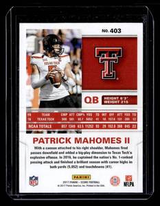 2017 Score Patrick Mahomes II Rookie #403