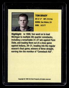 1999 Hot Shot Prospects Tom Brady Rookie Card