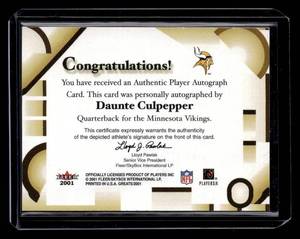 2001 Fleer Greats of the Game Autograph Daunte Culpepper