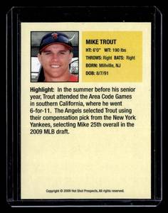 2009 Hot Shot Prospects Mike Trout Rookie Card