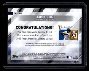2022 Topps Update Jackie Robinson Day Patch Aaron Judge #SEP-AJU