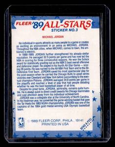 1989 Fleer All-Star Sticker Michael Jordan #3