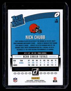 2018 Donruss Rated Rookie Press Proof Nick Chubb Rookie #308