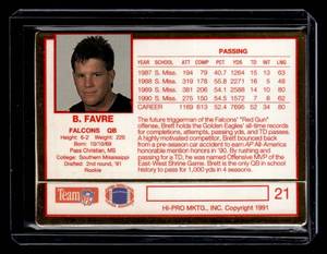 1991 Action Packed Brett Favre Rookie #21