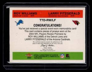 2004 Fleer Throwback Threads Dual Jersey Larry Fitzgerald & Roy Williams Rookie