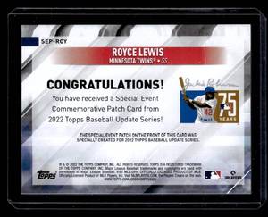 2022 Topps Update Jackie Robinson Day Patch Rotce Lewis Rookie #SEP-ROY