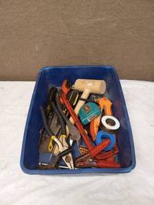 BLUE BUCKET OF ASSORTED TOOLS