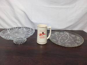 lot 92 image: Cake Stand, Platter and Stein