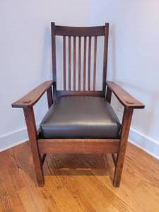 lot 12 image: Antique Mission Armchair