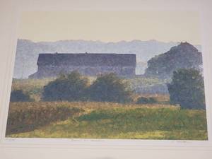 lot 15 image: Barn in the Mist Print from Tom Cruzier